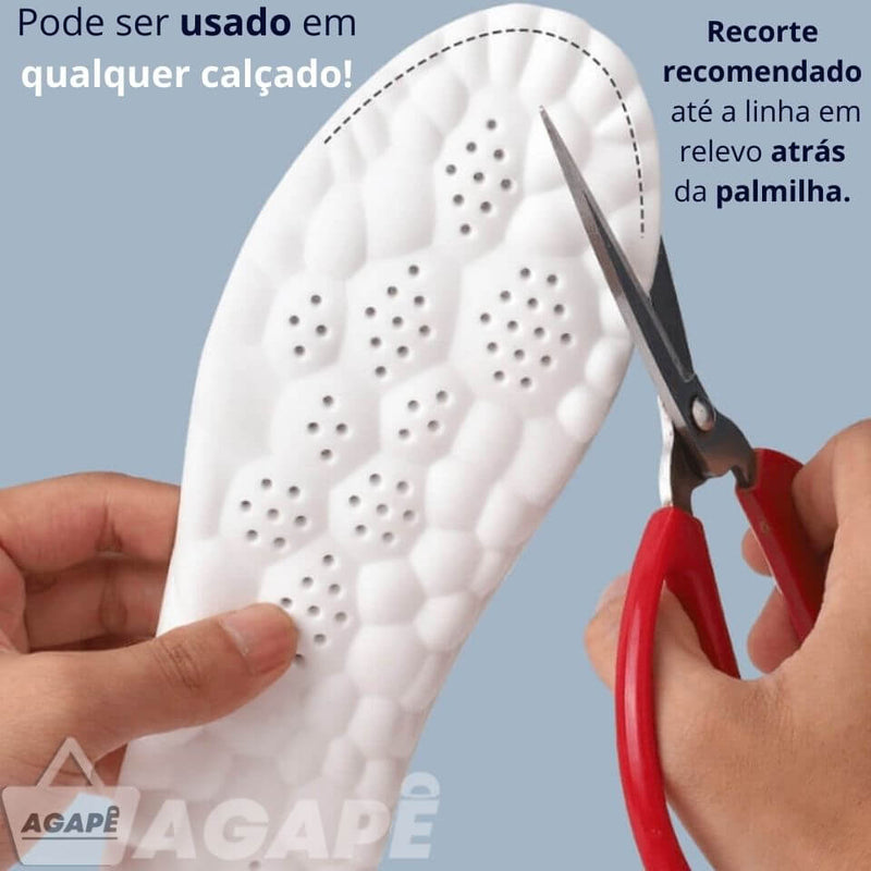 Compatível com qualquer calçado, possui marcação na parte de trás para fácil recorte conforme necessário.