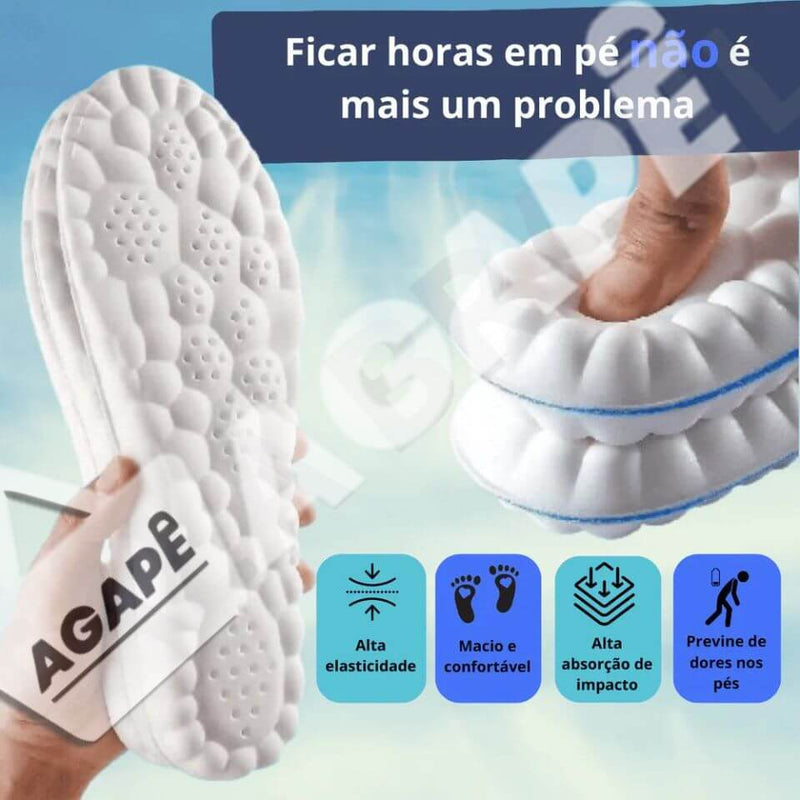 Palmilha ortopédica de alta elasticidade e conforto incomparável. Com alta absorção de impacto, previne dores nos pés.